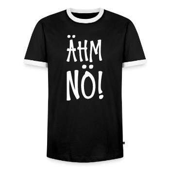 Ähm Nö - Männer Kontrast-T-Shirt - Schwarz/Weiß - Vorne - AI Model Female 172 light (172cm) & AI Model Male 178 light (178cm)
