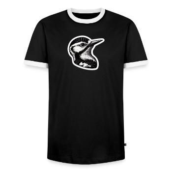Specht - Männer Kontrast-T-Shirt - Schwarz/Weiß - Vorne - AI Model Female 172 light (172cm) & AI Model Male 178 light (178cm)