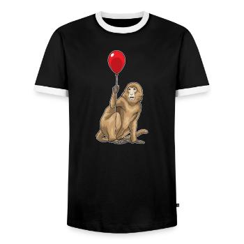 Affe Luftballon - Männer Kontrast-T-Shirt - Schwarz/Weiß - Vorne - AI Model Female 172 light (172cm) & AI Model Male 178 light (178cm)