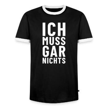 Ich muss gar nichts - Männer Kontrast-T-Shirt - Schwarz/Weiß - Vorne - AI Model Female 172 light (172cm) & AI Model Male 178 light (178cm)