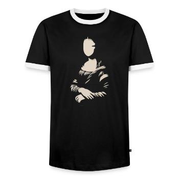 Mona Lisa (La Joconde) blank - Men's Ringer Shirt - black/white - Front - AI Model Female 172 light (172cm) & AI Model Male 178 light (178cm)