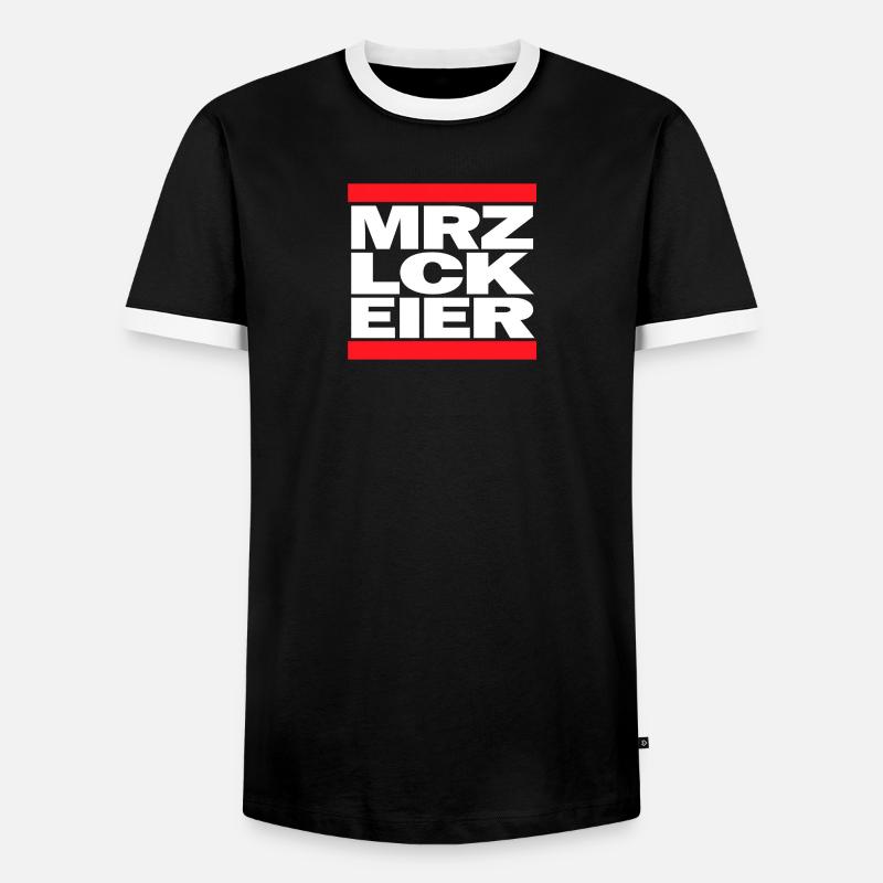 MAR LCK EGGS - Men's Ringer Shirt - black/white