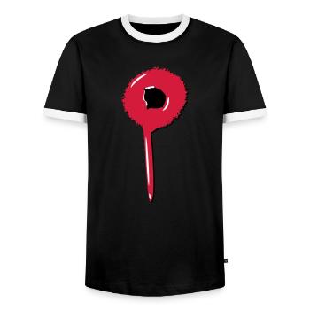 Blob drip blood bullet - Men's Ringer Shirt - black/white - Front - AI Model Female 172 light (172cm) & AI Model Male 178 light (178cm)