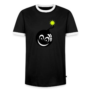 bomb smiley bomb wick 907 - Men's Ringer Shirt - black/white - Front - AI Model Female 172 light (172cm) & AI Model Male 178 light (178cm)