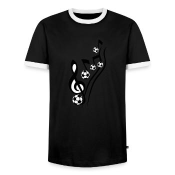 Partitur Musik Fußball Note Cle Ball - Männer Kontrast-T-Shirt - Schwarz/Weiß - Vorne - AI Model Female 172 light (172cm) & AI Model Male 178 light (178cm)