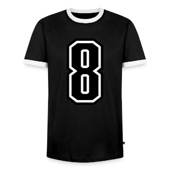 8 - Number 8 - Jersey number two-tone change color - Men's Ringer Shirt - black/white - Front - AI Model Female 172 light (172cm) & AI Model Male 178 light (178cm)