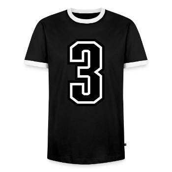 3 - Number 3 - Jersey number two-tone change color - Men's Ringer Shirt - black/white - Front - AI Model Female 172 light (172cm) & AI Model Male 178 light (178cm)