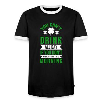 You Can't Drink All Day St Patricks Day Clover Sha - Men's Ringer Shirt - black/white - Front - AI Model Female 172 light (172cm) & AI Model Male 178 light (178cm)