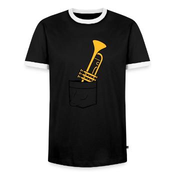 Chest bag trumpet on the go - Men's Ringer Shirt - black/white - Front - AI Model Female 172 light (172cm) & AI Model Male 178 light (178cm)