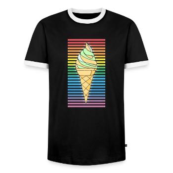Ice cream - Men's Ringer Shirt - black/white - Front - AI Model Female 172 light (172cm) & AI Model Male 178 light (178cm)