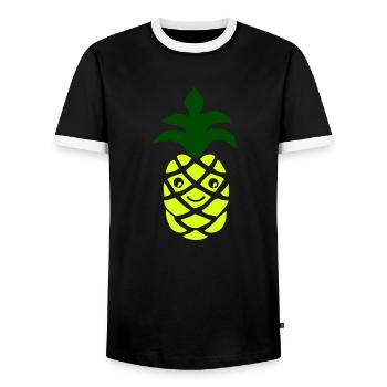 Ananas - Männer Kontrast-T-Shirt - Schwarz/Weiß - Vorne - AI Model Female 172 light (172cm) & AI Model Male 178 light (178cm)