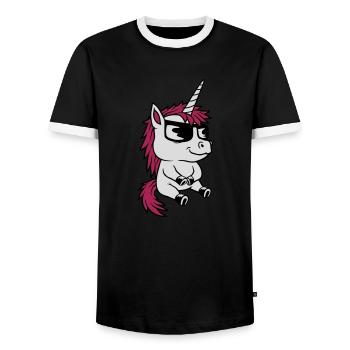 Cool Sunglasses Unicorn Comic - Men's Ringer Shirt - black/white - Front - AI Model Female 172 light (172cm) & AI Model Male 178 light (178cm)