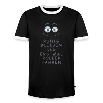 Roller fahren - Männer Kontrast-T-Shirt - Schwarz/Weiß - Vorne - AI Model Female 172 light (172cm) & AI Model Male 178 light (178cm)