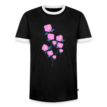 Hibiscus flowers - Men's Ringer Shirt - black/white - Front - AI Model Female 172 light (172cm) & AI Model Male 178 light (178cm)
