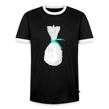 A CHICKEN - Men's Ringer Shirt - black/white - Front - AI Model Female 172 light (172cm) & AI Model Male 178 light (178cm)