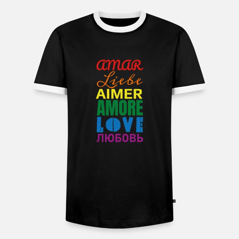 Liebe Regenbogen Sprachen - Männer Kontrast-T-Shirt - Schwarz/Weiß