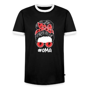 Cheval de loisir Grand-mère Hobby Horsing - T-shirt contrasté Homme - noir/blanc - Devant - AI Model Female 172 light (172cm) & AI Model Male 178 light (178cm)
