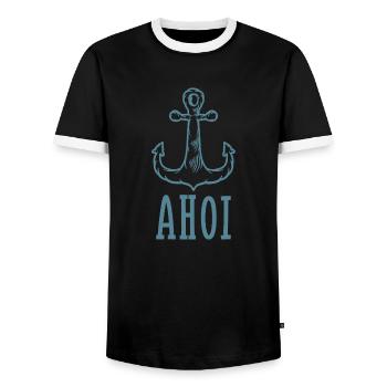 Küstenkind Anker Heimat Norddeutschland Nordsee - Männer Kontrast-T-Shirt - Schwarz/Weiß - Vorne - AI Model Female 172 light (172cm) & AI Model Male 178 light (178cm)