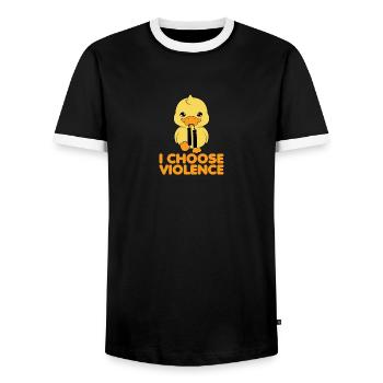 I Choose Violence Duck Nunchucks - Männer Kontrast-T-Shirt - Schwarz/Weiß - Vorne - AI Model Female 172 light (172cm) & AI Model Male 178 light (178cm)
