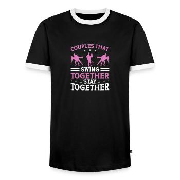 Robe de danse Swing pour femme Lindy Hop Swing - T-shirt contrasté Homme - noir/blanc - Devant - AI Model Female 172 light (172cm) & AI Model Male 178 light (178cm)