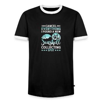 Bombardement Chasseur de coquillages Collecte de coquillages - T-shirt contrasté Homme - noir/blanc - Devant - AI Model Female 172 light (172cm) & AI Model Male 178 light (178cm)