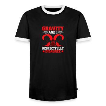 Paramotor Engine Paragliding Motor Paraglider - Men's Ringer Shirt - black/white - Front - AI Model Female 172 light (172cm) & AI Model Male 178 light (178cm)