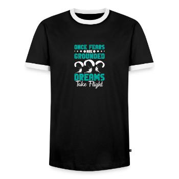 Paramotor Engine Paragliding Motor Paraglider - Men's Ringer Shirt - black/white - Front - AI Model Female 172 light (172cm) & AI Model Male 178 light (178cm)