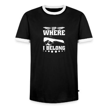 Hangglider Helmet Hang Gliding Gear Hang Gliding - Männer Kontrast-T-Shirt - Schwarz/Weiß - Vorne - AI Model Female 172 light (172cm) & AI Model Male 178 light (178cm)