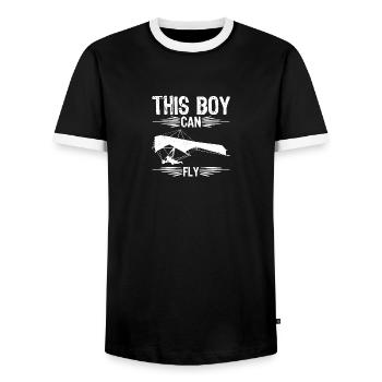 Hang Gliding Gear Supplies Equipment Hang Glider - Männer Kontrast-T-Shirt - Schwarz/Weiß - Vorne - AI Model Female 172 light (172cm) & AI Model Male 178 light (178cm)