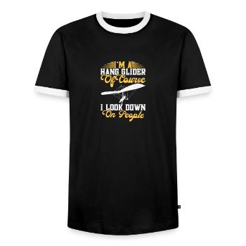 Hanggliding Harness Hang Glider Pilot Hang - Männer Kontrast-T-Shirt - Schwarz/Weiß - Vorne - AI Model Female 172 light (172cm) & AI Model Male 178 light (178cm)