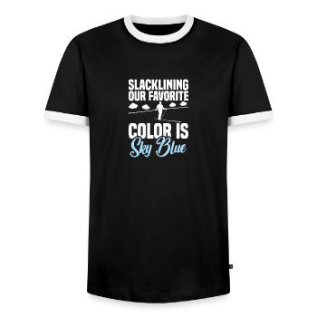 Slackline Gear Indoor Slacklining Swing Set - Männer Kontrast-T-Shirt - Schwarz/Weiß - Vorne - AI Model Female 172 light (172cm) & AI Model Male 178 light (178cm)
