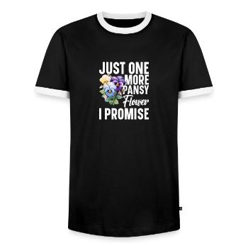 Pansies for Outdoors Pansy Flower Gardener Pansy - Men's Ringer Shirt - black/white - Front - AI Model Female 172 light (172cm) & AI Model Male 178 light (178cm)