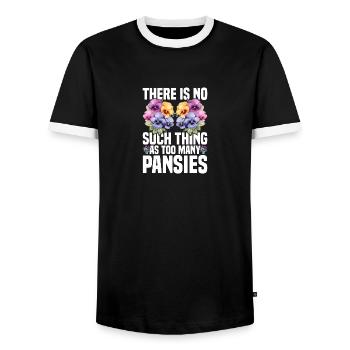Pansy Flower Live Pansies Gardening Gear Pansies - Men's Ringer Shirt - black/white - Front - AI Model Female 172 light (172cm) & AI Model Male 178 light (178cm)