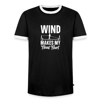 Indoor Slackline Slackliner Obstacle Course - Men's Ringer Shirt - black/white - Front - AI Model Female 172 light (172cm) & AI Model Male 178 light (178cm)