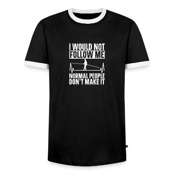 Slackline Lover Slackliner Balançoire Indoor - T-shirt contrasté Homme - noir/blanc - Devant - AI Model Female 172 light (172cm) & AI Model Male 178 light (178cm)