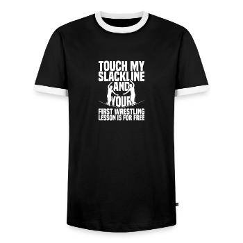 Slacklining Accessories Slackline Gear Slackline - Männer Kontrast-T-Shirt - Schwarz/Weiß - Vorne - AI Model Female 172 light (172cm) & AI Model Male 178 light (178cm)