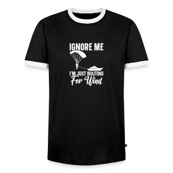 Parasailer Equipment Parasailing Parachute - Männer Kontrast-T-Shirt - Schwarz/Weiß - Vorne - AI Model Female 172 light (172cm) & AI Model Male 178 light (178cm)