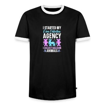 Balloon Animal Lover Balloon Twisting Kit Balloon - Men's Ringer Shirt - black/white - Front - AI Model Female 172 light (172cm) & AI Model Male 178 light (178cm)