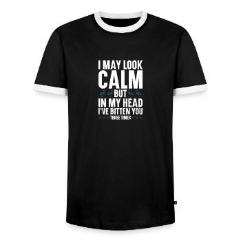Cayuga Duck Owner Animal en peluche enclos nourriture - T-shirt contrasté Homme - noir/blanc - Devant - AI Model Female 172 light (172cm) & AI Model Male 178 light (178cm)