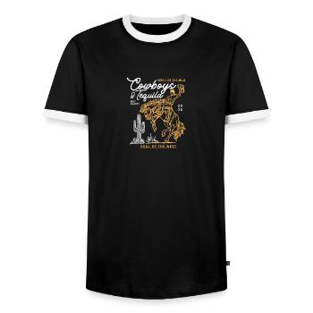 Cowboys And Tequila Outfit For Women Rodeo - Men's Ringer Shirt - black/white - Front - AI Model Female 172 light (172cm) & AI Model Male 178 light (178cm)