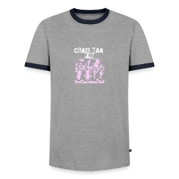 Rebel Clash Of Classes Resist Resistance - Men's Ringer Shirt - grey/navy  - Front - AI Model Female 172 light (172cm) & AI Model Male 178 light (178cm)