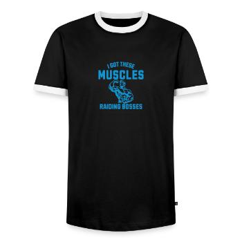 Programmeur J’ai ces muscles en jouant à des jeux - T-shirt contrasté Homme - noir/blanc - Devant - AI Model Female 172 light (172cm) & AI Model Male 178 light (178cm)