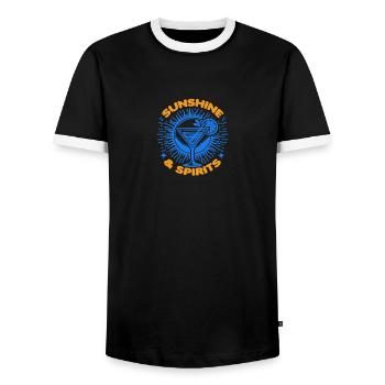 Sunshine & Spirits - Relaxing Day Drinking Vibes - Men's Ringer Shirt - black/white - Front - AI Model Female 172 light (172cm) & AI Model Male 178 light (178cm)