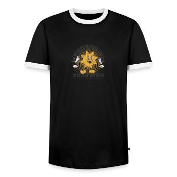 Hemorrhoid Survivor - Men's Ringer Shirt - black/white - Front - AI Model Female 172 light (172cm) & AI Model Male 178 light (178cm)