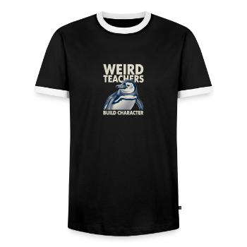 Des enseignants étranges développent l’appréciation du caractère - T-shirt contrasté Homme - noir/blanc - Devant - AI Model Female 172 light (172cm) & AI Model Male 178 light (178cm)