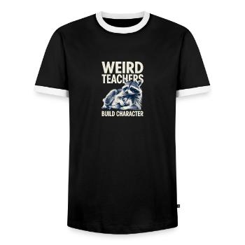 Des enseignants étranges développent l’appréciation du caractère - T-shirt contrasté Homme - noir/blanc - Devant - AI Model Female 172 light (172cm) & AI Model Male 178 light (178cm)