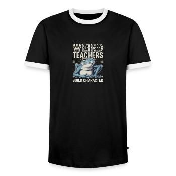 Des enseignants étranges développent l’appréciation du caractère - T-shirt contrasté Homme - noir/blanc - Devant - AI Model Female 172 light (172cm) & AI Model Male 178 light (178cm)