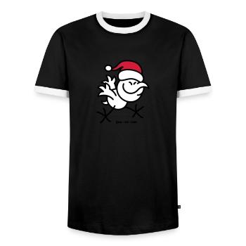 Joyeux Noël Poulet - T-shirt contrasté Homme - noir/blanc - Devant - AI Model Female 172 light (172cm) & AI Model Male 178 light (178cm)