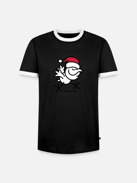 Merry Christmas Chicken - Men's Ringer Shirt - black/white