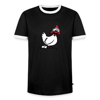 Poulet stupide pour animaux drôle - T-shirt contrasté Homme - noir/blanc - Devant - AI Model Female 172 light (172cm) & AI Model Male 178 light (178cm)